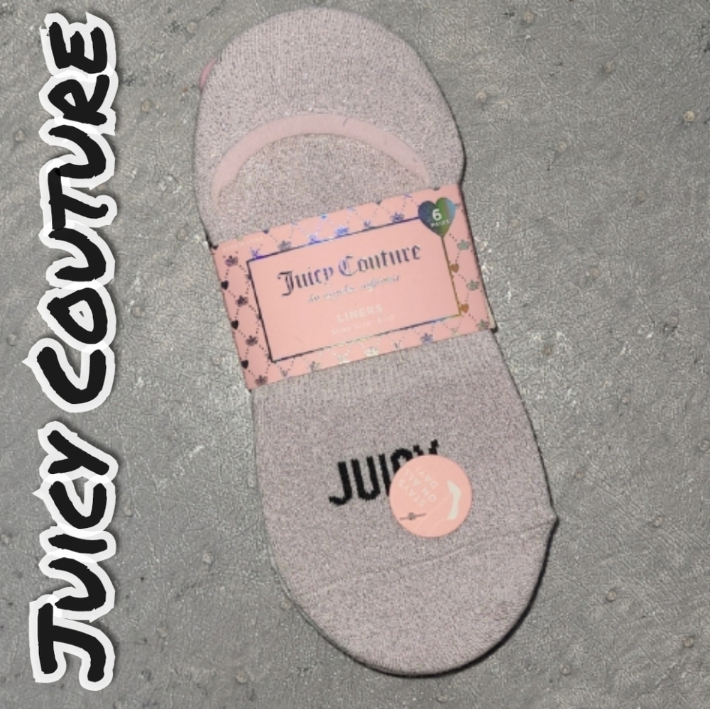 Juicy Couture Glitter No-Show Socks in Various Colors - 6 Pairs